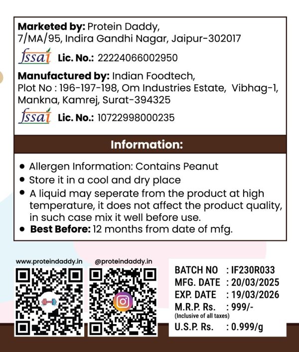 Dark Choco Crispy Protein Peanut Butter[1kg] - Image 3